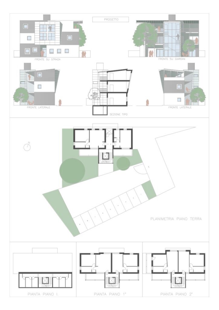 Progetto di edificio residenziale dettagliato.